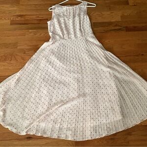 Elegant Pale Pink Maxi Dress w/Rose Gold Polka Dots sz 10 Fully Lined Like New